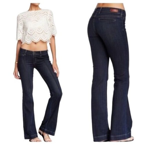 Ag Adriano Goldschmied Denim - AG The Mia Pintuck Flare Blue Jeans 32 R SB40